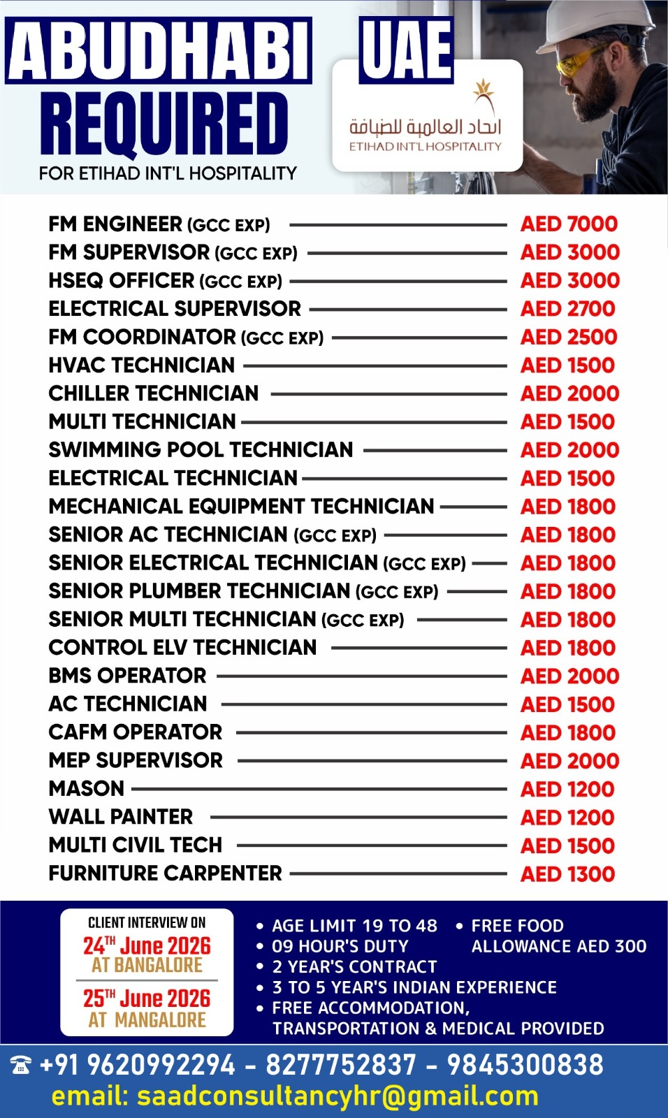 HIRING FOR ETIHAD